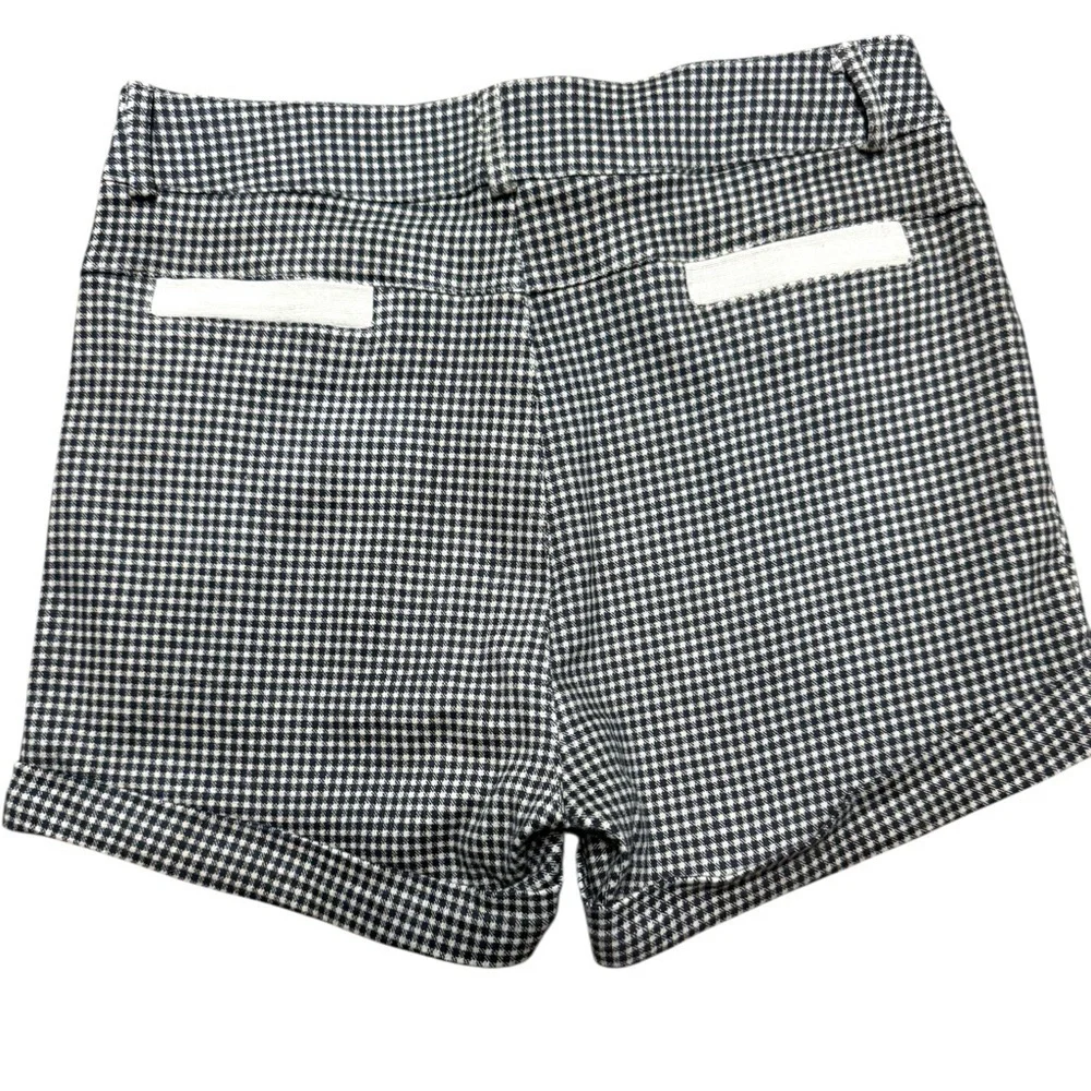 The Hanger Brand Black & Cream Ivory tan Houndstooth Cuff Shorts Medium Pleats
